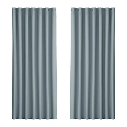 Artiss 2X Blockout Curtains Eyelet 240x230cm Grey