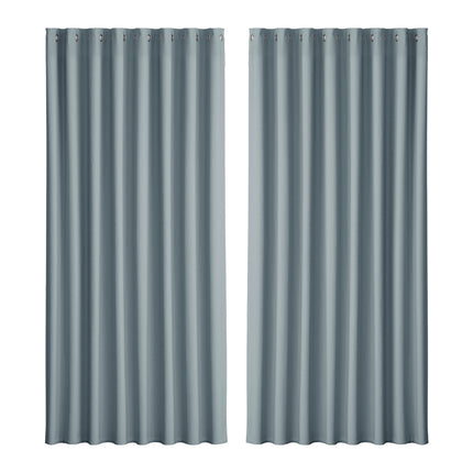 Artiss 2X Blockout Curtains Eyelet 300x230cm Grey