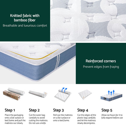 25cm Giselle Mattress Single Bed Pocket Spring Mattresses