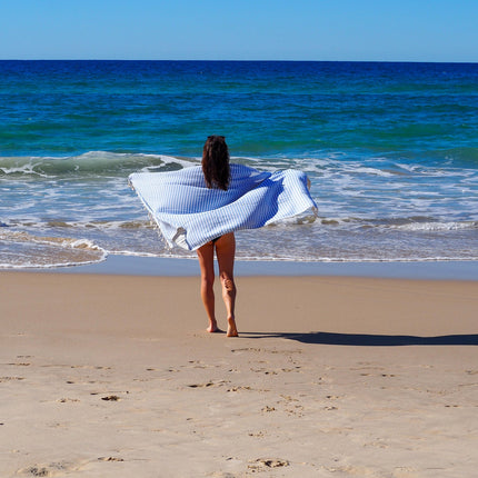 PORTSEA TURKISH COTTON TOWEL - SKY BLUE