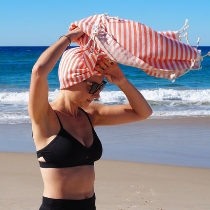 PORTSEA TURKISH COTTON TOWEL - CORAL