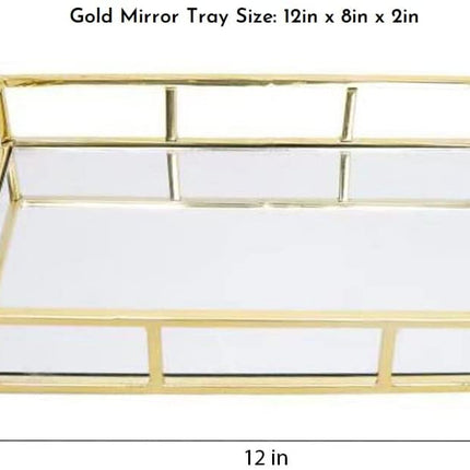 Tray Gold Mirror Decorative for Storage Jewelry and Makeup accessories