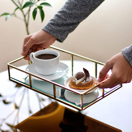 Tray Gold Mirror Decorative for Storage Jewelry and Makeup accessories
