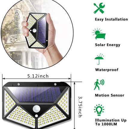 100 Waterproof LED Motion Sensor Solar Security Lights Outdoor (2pack)