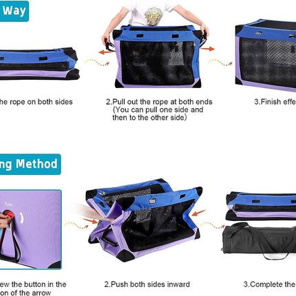 Portable Dog Crate Collapsible, Blue Purple