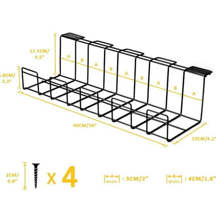 2 Pack Under Desk Cable Management Tray, Black