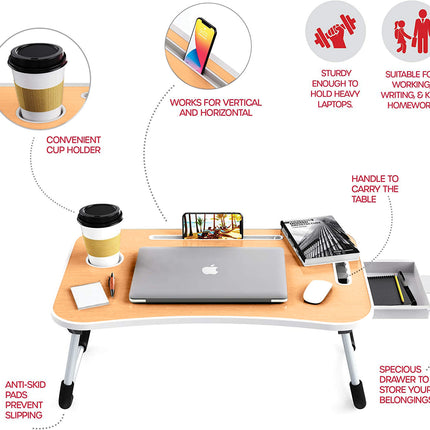 CARLA HOME Laptop Bed Desk with Storage and foldable legs for Adults, Kids & Home Office