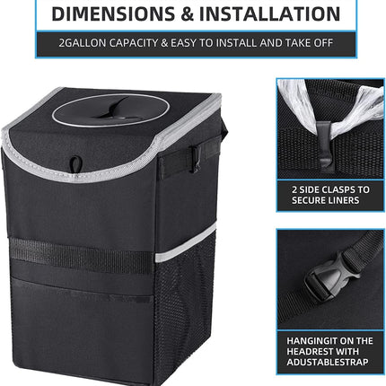 Car Trash Can Lid Holder Storage Bag Organizer