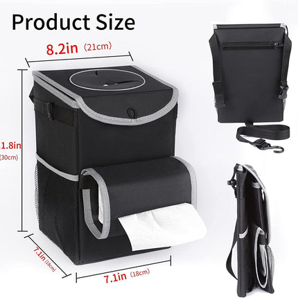 Car Trash Can Lid Holder Storage Bag Organizer