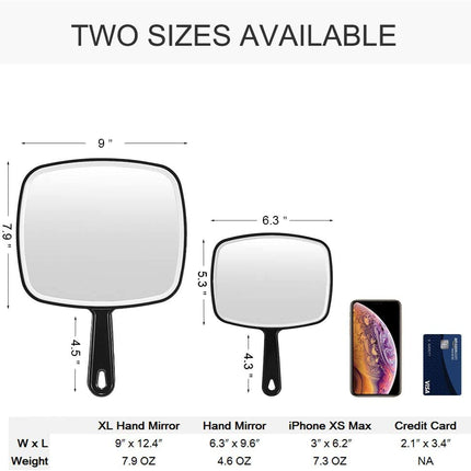 Extra Large Black Handheld Mirror with Handle (24 x 16 cm)