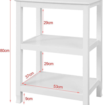 Console Table 3 Shelves, White