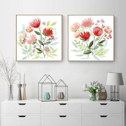 Wall Art 40cmx40cm Florals 2 Sets Gold Frame Canvas