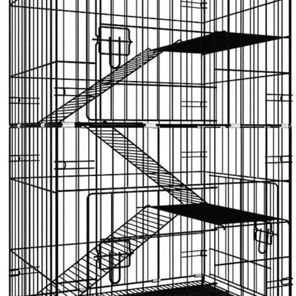 FLOOFI Four-Level Pet Rabbit Bird Cage with Hammock (Black) FI-PRBC-101-XD