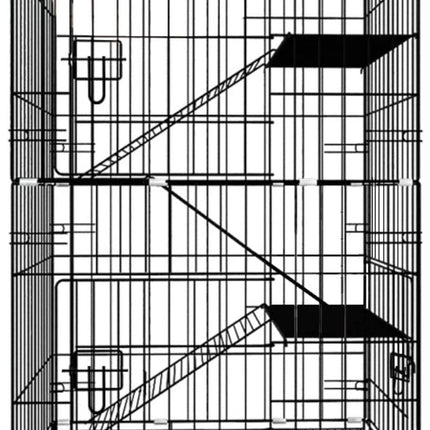 FLOOFI Four-Level Pet Rabbit Bird Cage with Hammock (Black) FI-PRBC-101-XD