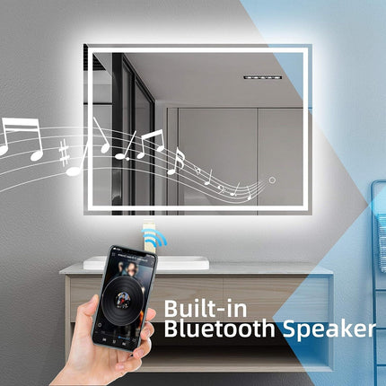 GOMINIMO LED Mirror with Bluetooth Speaker 800mm Rectangle GO-BM-105-JR