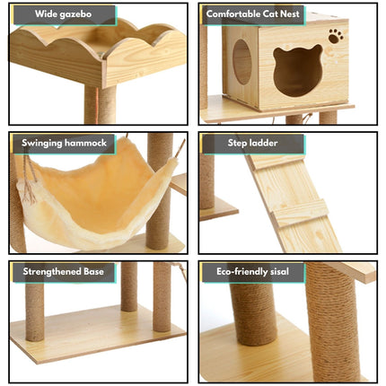 Cat Tree (120cm / 135cm Wood) - PT-CT-132-RN / PT-CT-132-MM
