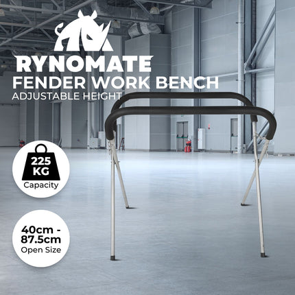 RYNOMATE 2x Adjustable Straight Leg Work Bench Panel Stand (Black) RNM-WBPS-100-QL