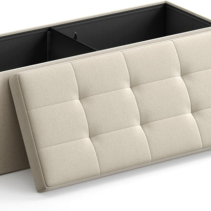 SONGMICS 109cm Folding Storage Ottoman Bench Beige LSF77BE