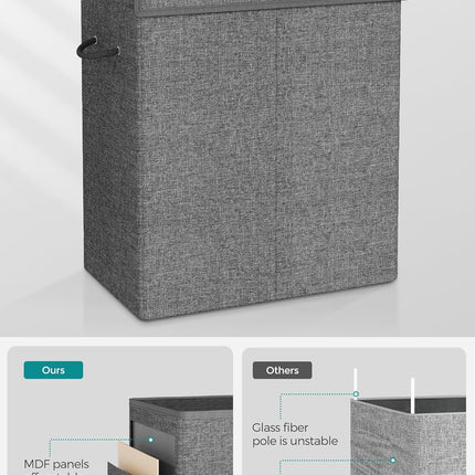 SONGMICS Linenette Fabric Laundry Hamper 142L Dark Grey