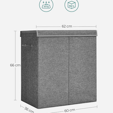 SONGMICS Linenette Fabric Laundry Hamper 142L Dark Grey