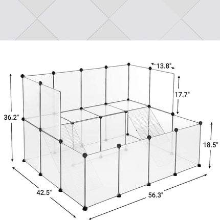 SONGMICS Guinea Pig Playpen with Dense Ramp White