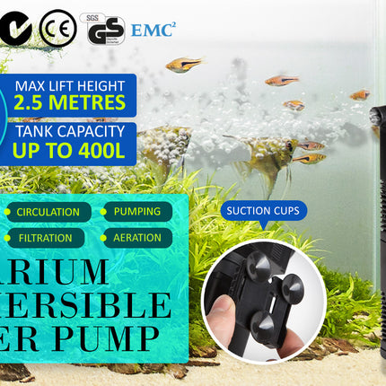 Aquarium Submersible Filter Pond Pump 1600L/H 35W 2.5m