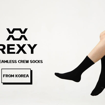 5X Rexy 3D Seamless Crew Socks Large Slim Breathable BLACK