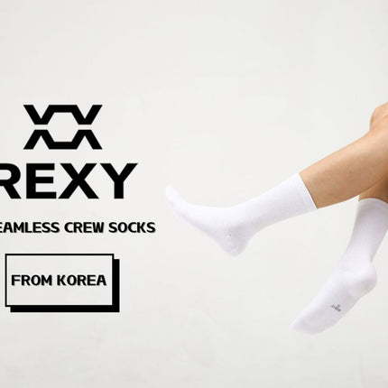 5X Rexy 3D Seamless Crew Socks Large Slim Breathable WHITE