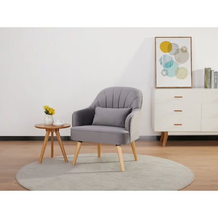 Keira Accent Sofa Arm Chair Fabric Uplholstered Lounge Couch - Mid Grey