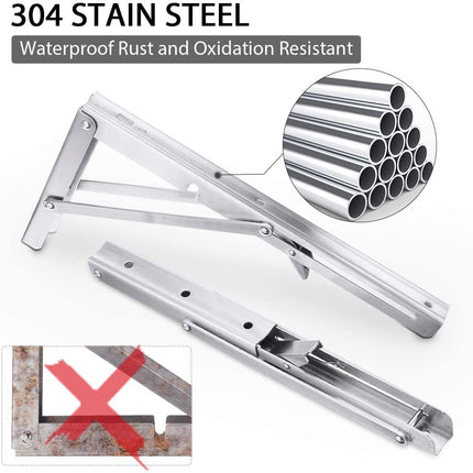2PCS 12inch Steel Wall Mounted Folding Triangle Angle Shelf Support Bracket Rack