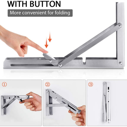 2PCS 12inch Steel Wall Mounted Folding Triangle Angle Shelf Support Bracket Rack