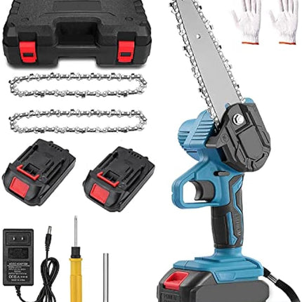 Mini Chainsaw Cordless, 6 Inch Handheld Electric Power Chainsaw with 2 Batteries