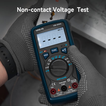 VENLAB Digital Multimeter VM500A TRMS 6000 Counts Volt Ohm Amp Continuity Meter