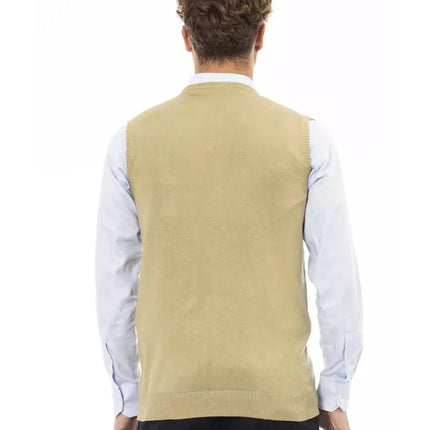 Alpha Studio Men's Beige Viscose Vest - 50 IT