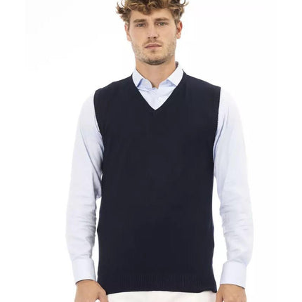 Alpha Studio Men's Blue Viscose Vest - 48 IT