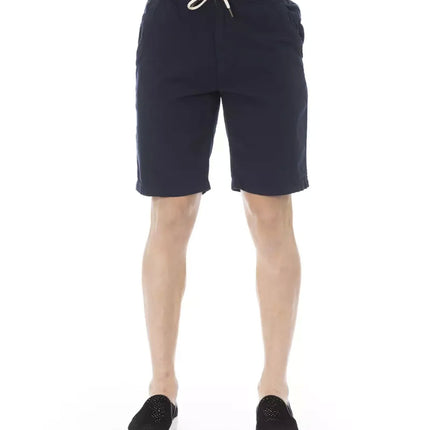 Solid Color Drawstring Bermuda Shorts with Pockets W46 US Men