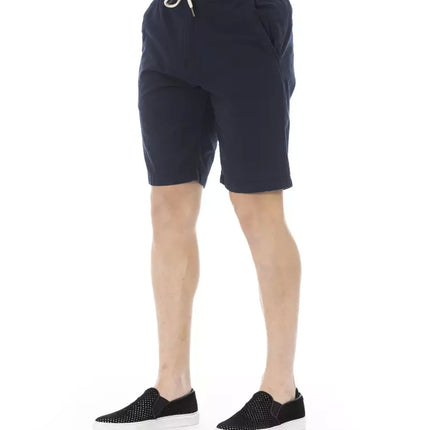 Solid Color Drawstring Bermuda Shorts with Pockets W46 US Men