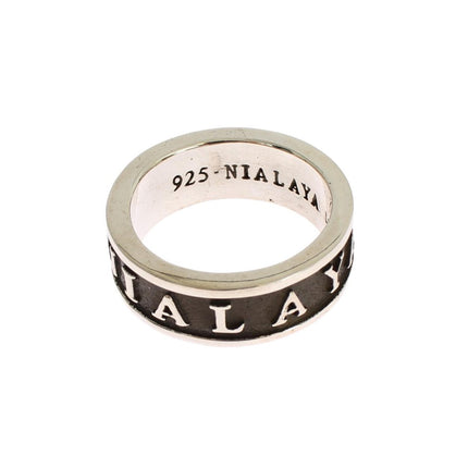 925 Sterling Silver Logo Ring 58 EU Men