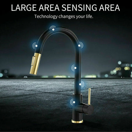 2023 Brushed Gold Spout Matte Black pull out with spray function kitchen mixer tap faucet