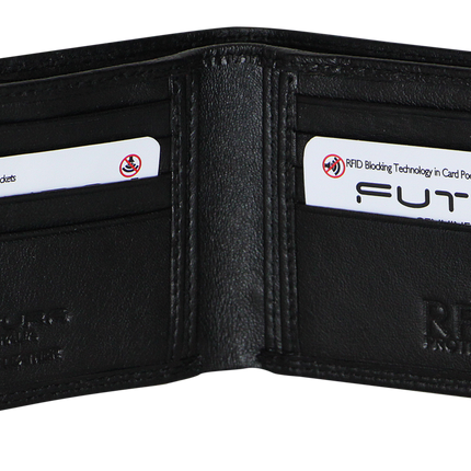 Futura Mens RFID Slim Genuine Leather Wallet - Black