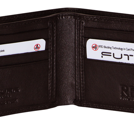 Futura Mens RFID Slim Leather Wallet - Brown