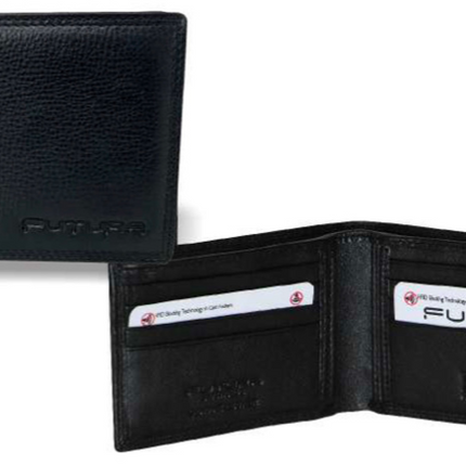 Futura Mens RFID Protected Slim Genuine Leather Wallet - Black