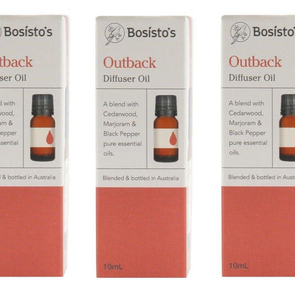 3x Bosistos Diffuser Oil Outback - Cederwood, Marjoram & Black Pepper 10mL