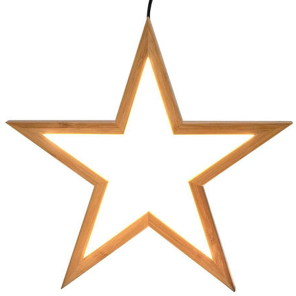 Ceiling Bamboo Star LED Hanging Lamp Natural Home Decor Lighting Pendant - Natural