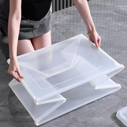 37 Litre Modular Clear Foldable Storage Box with Lid Plastic Tub Collapsible