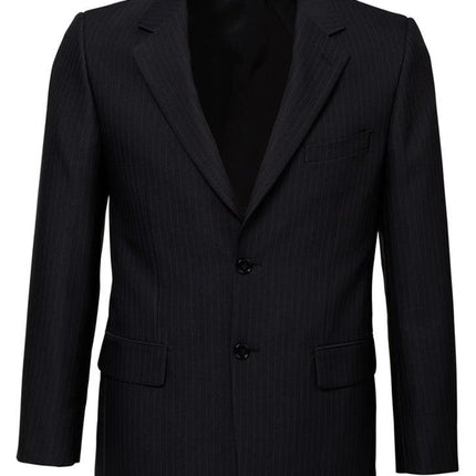 Mens Single Breasted 2 Button Suit Jacket Work Business - Pin Striped - Black - 107