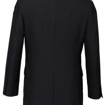 Mens Single Breasted 2 Button Suit Jacket Work Business - Pin Striped - Black - 107