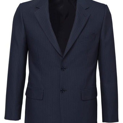 Mens Single Breasted 2 Button Suit Jacket Work Business - Pin Striped - Navy - 122