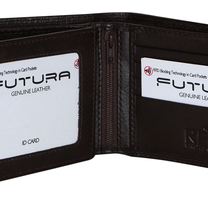 Futura Mens Harrison RFID Genuine Leather Wallet - Brown