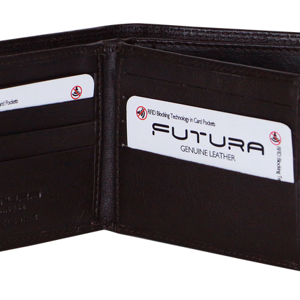 Futura Mens Harrison RFID Genuine Leather Wallet - Brown